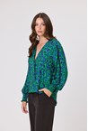STELLA BUTTON BLOUSE - blue damsk
